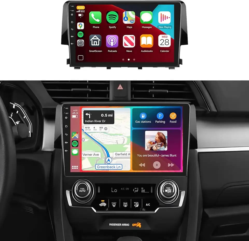 8Core 4GB+64GB for Honda Civic 2016-2020 Car Radio Stereo with Wireless Carplay,5.0 Bluetooth,DSP 46EQ,Android Auto,9inch IPS Touch Screen,Android 15,AHD Backup Camera,59UIs,GPS,FM/RDS