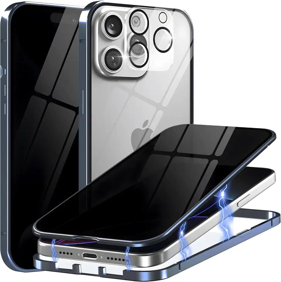 Magnetic Case for iPhone 16 Pro Privacy Screen Metal Titanium Frame