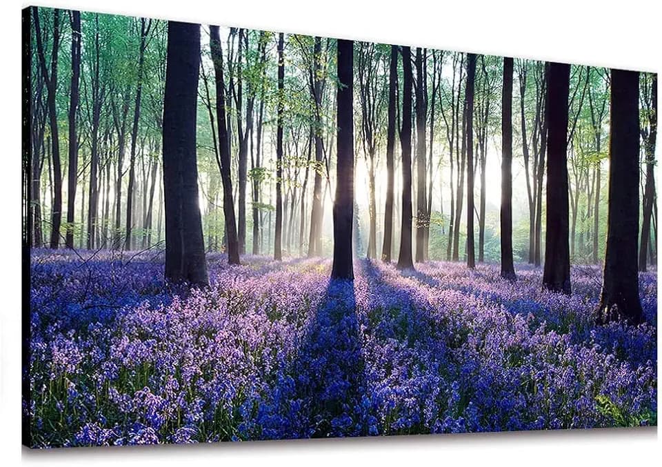 Forest Lavender Canvas Wall Art Sunshine Nature Landscape Decor 29"x58"