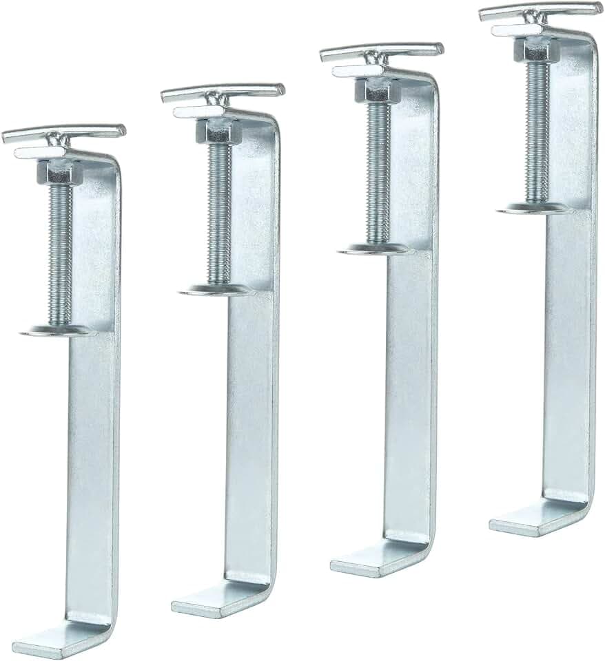 Profilschellen, 200 mm, Edelstahl, strapazierfähig, mit 50 mm verstellbarer Gewindestange für den Bau, Silber, 4 Stück