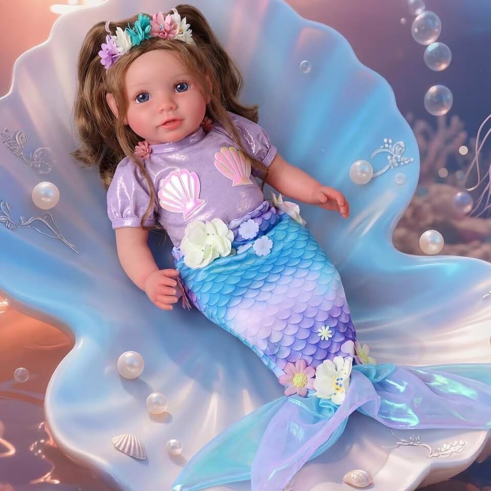 BABESIDE 20 Inch Reborn Baby Dolls Mermaid Girl with Shiny Mermaid Tail