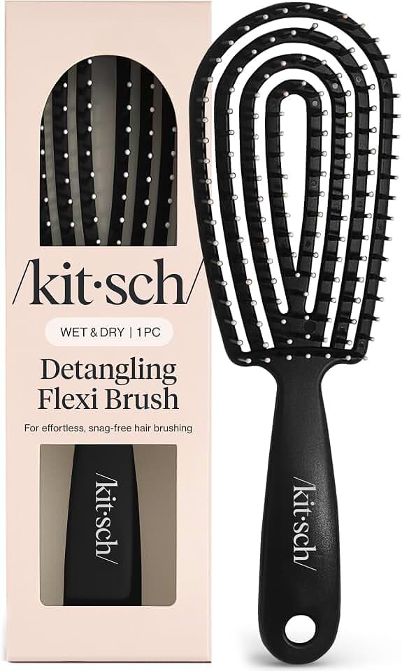 Kitsch Flexi Flow Detangler Brush, Hair Brushes For Women - Black