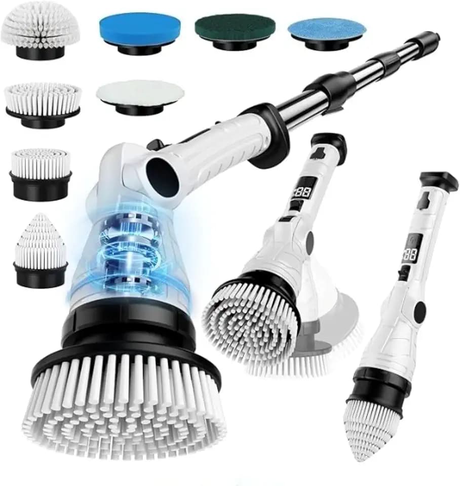 Electric Spin Scrubber, 3 Speeds 8 Heads Bathroom Cleaning Brush