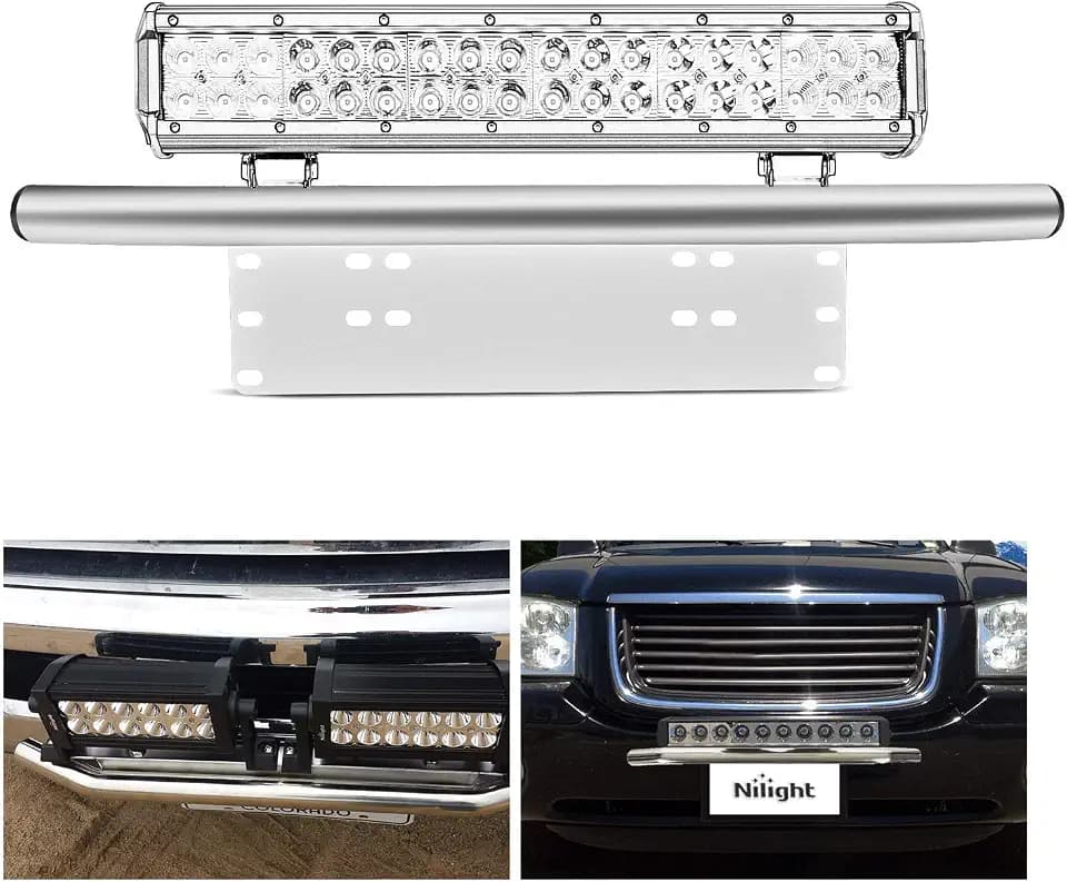 Nilight Universal LED Light Bar Mount Bracket with License Plate Holder