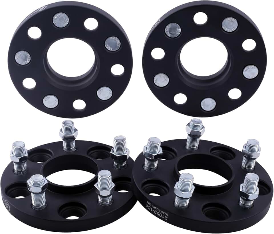Black Forged 5x120 Hubcentric Wheel Spacers 15mm with 14x1.5 Studs 64.1mm Hub Bore Compatible with Honda-Acura-Tesla for Odyssey Pilot Ridgeline MDX | 2012+ Model S | 2016+ Mode X - Pack of 4