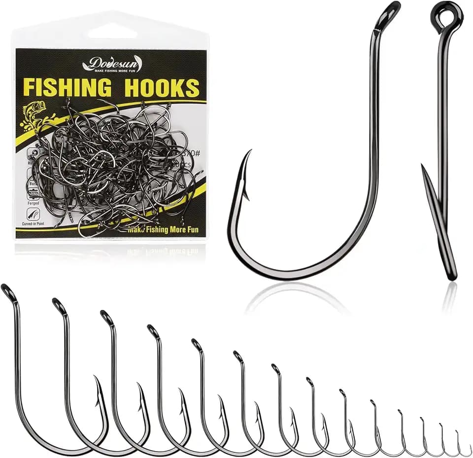Dovesun Octopus Hooks Fishing Hooks 50-100PCS Black Red Octopus Hooks for Saltwater Freshwater #10-8/0