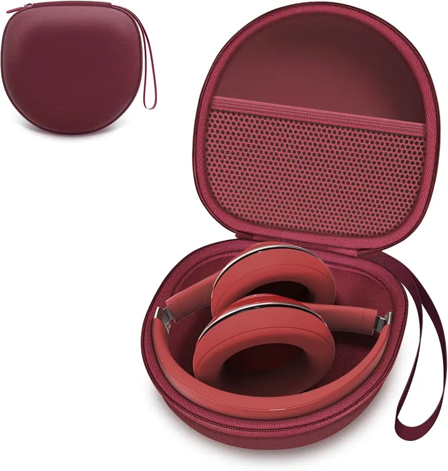 Headphone Headset Case for Folding Headphone, Wine Red