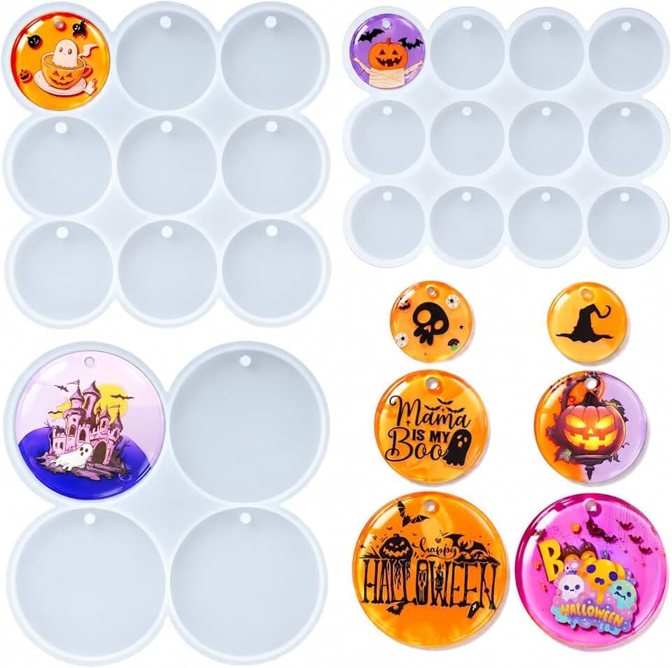 HeyClear Round Silicone Molds 3 Sizes, Christmas Ornaments Resin Molds