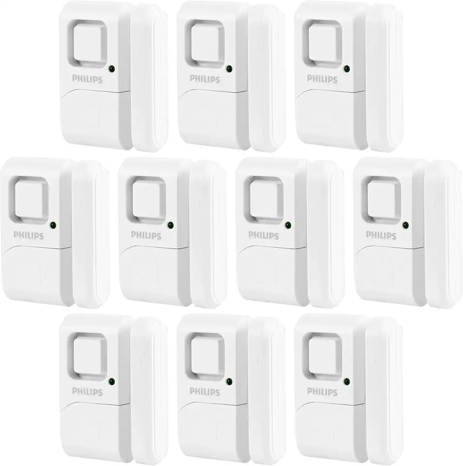 Philips Personal Security Window and Door Alarm, 10 Pack, Wireless Chime