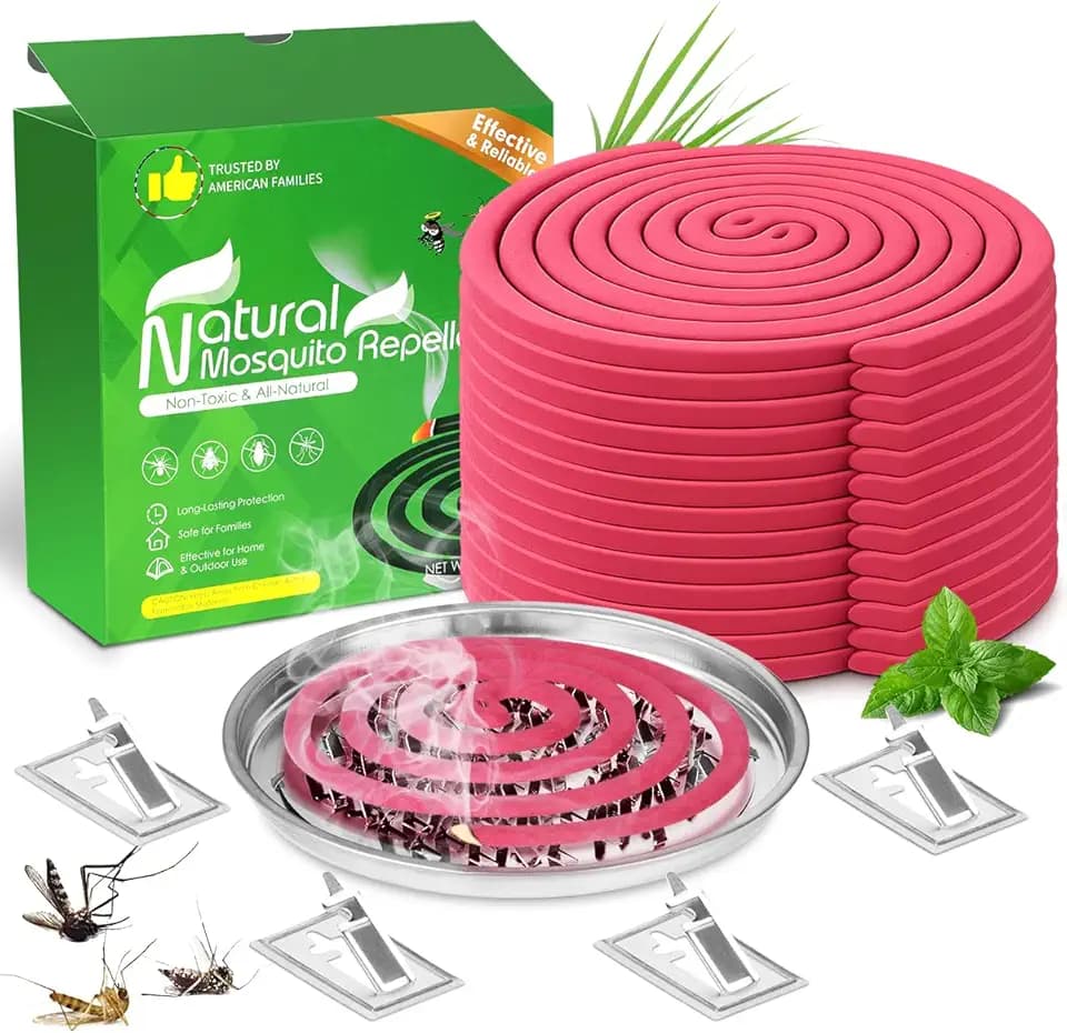 Extra Strong Mosquito Repellent Coils, 28 Pack Large Outdoor Coils for Patios and Camping, DEET Free, Long Lasting 6 Hours Burning Time, Effective Outdoor Insect Bug Control for Backyard Fishing