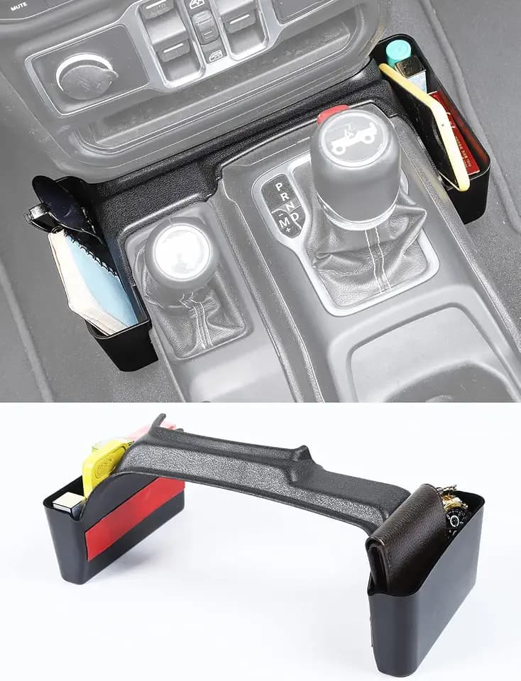 Savadicar GT-2 Shifter Storage Box with Microfibers, Gear Shift Side Tray, Center Console Organizer for 2018-2025 2026+ Jeep Wrangler JL JLU 4XE & Gladiator JT, Interior Accessories, Black,1 PC