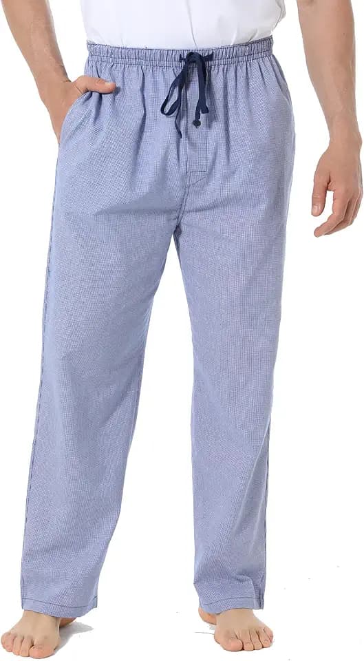 Jveyvth Mens Pajama Pants 100% Cotton Plaid Sleep & Lounge Pants, PJ Bottoms with Pockets and Button Fly
