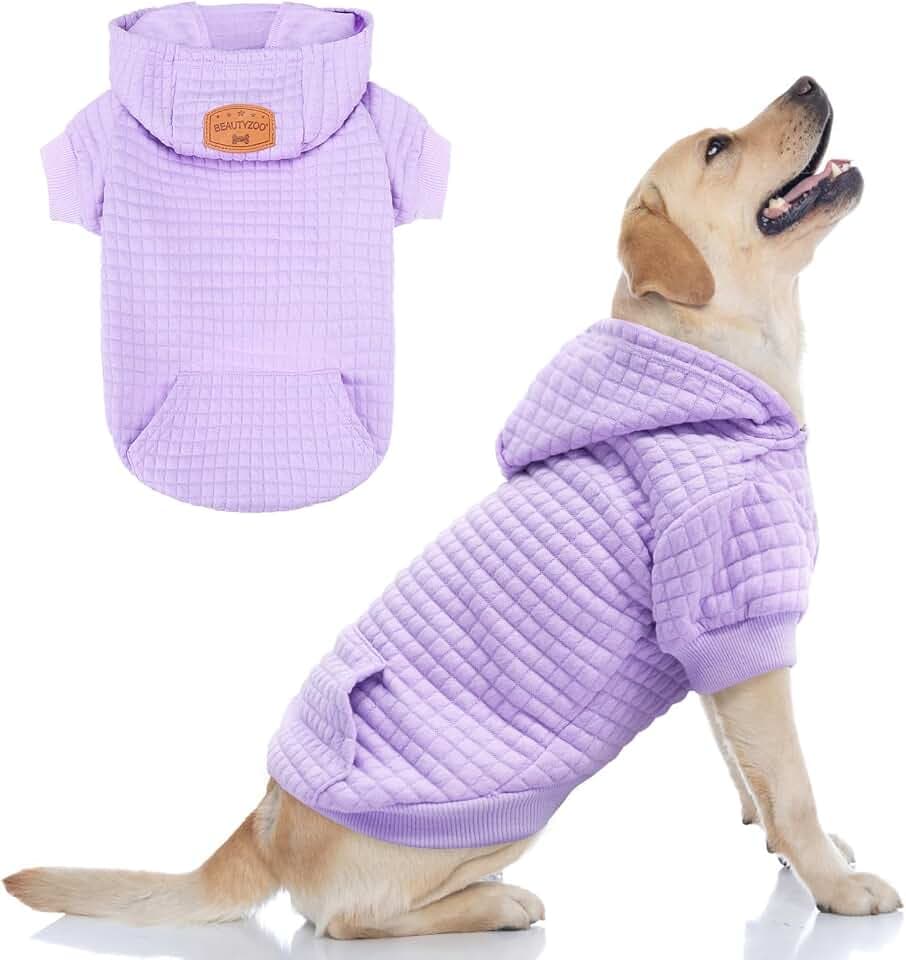 BEAUTYZOO Dog Hoodies Sweater for Large Dogs,Waffle‑Like Laminated Pet Coat