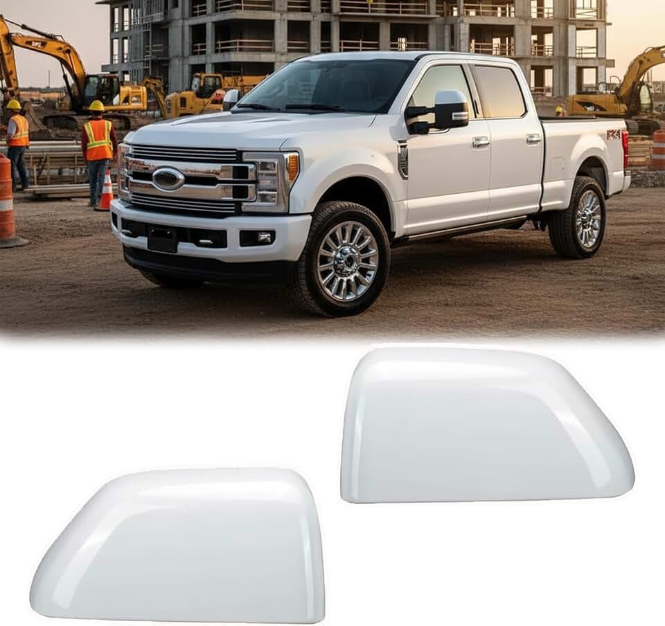 Chrome Exterior Door Top Half Tow Mirror Cap Cover for Ford Super Duty 2017-2025 F250 F350 2017-2022 F450 F550 Snap-on Towing Accessories (Ford Super Duty 2017-2026) (Carbon Fiber)