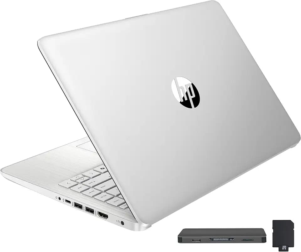 HP Stream 14" HD BrightView Laptop, Intel Celeron N4120, 16GB RAM, 288GB Storage (128GB UFS + 160GB Docking Station Set), Intel UHD Graphics, 720p Webcam, Wi-Fi, 1 Year Office 365, Win 11S, Silver