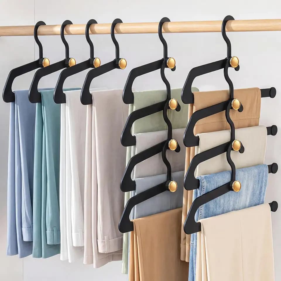Hangers for Pants 20-Pack, Space Saving Closet Organizer for Jeans Slacks,Non-Slip Hanger for Leggings,Jeans, Slacks, Scarves (Black)