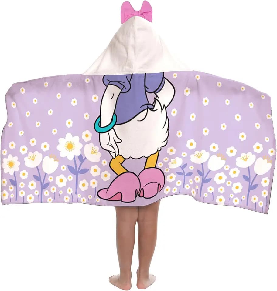 Jay Franco Disney Mickey Mouse Und Seine Freunde Daisy Duck – Kapuzen-Cape-Badetuch 56 × 130 cm Für Kinder, Superweich Für Bad, Strand, Pool Und Reise, Offiziell Lizenziertes Produkt, Lila