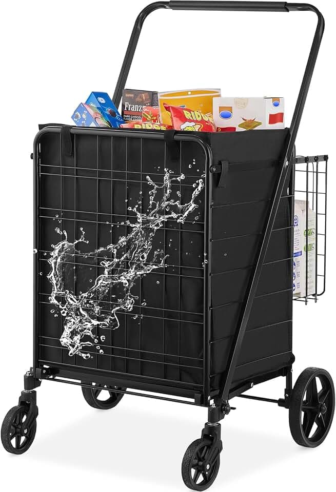 VEVOR Einkaufstrolley Einkaufswagen Klappbar 150,5 kg Belastbar, Einkaufsroller Handwagen Multifunktional 600D-Oxford-Gewebe, Shoppingtrolley Faltbar für Wäsche, Lebensmittel, Camping-Werkzeuge usw.