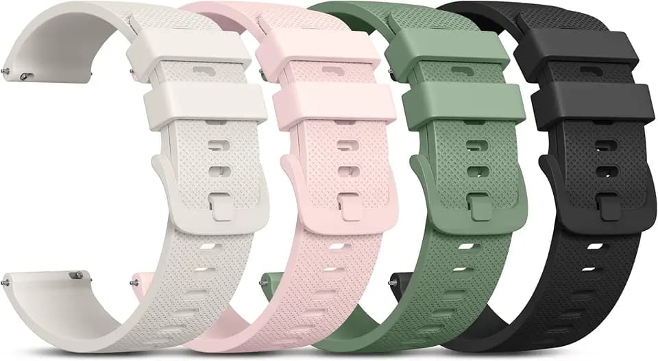 Vanjua 20mm Watch Bands Quick Release Replacement Wristband, 4 Pack Soft Silicone Waterproof Sport Straps Band for Men Women
