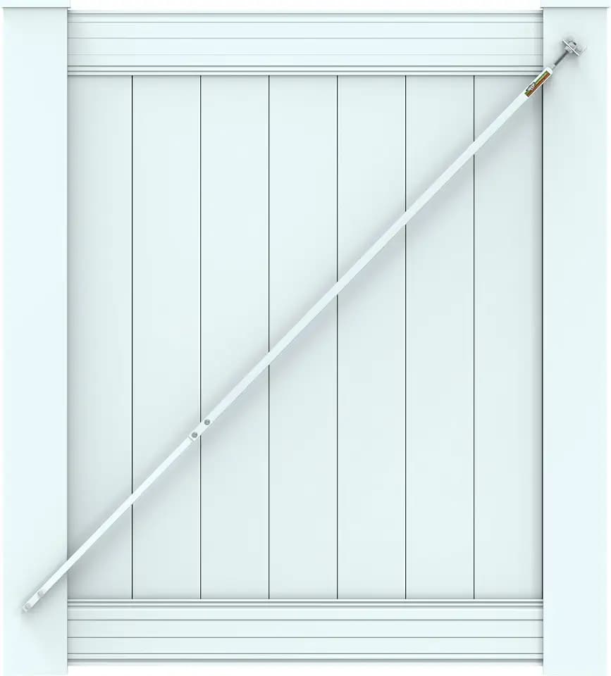 White True Latch 7' Gate Brace for Vinyl - Vinyl Fence Anti Sag Gate Kit - Gate Hardware Kit for Outdoor Vinyl Fence Gates, 1 Patented USA Made Brace (7' Telescopic (44" - 84"), White)