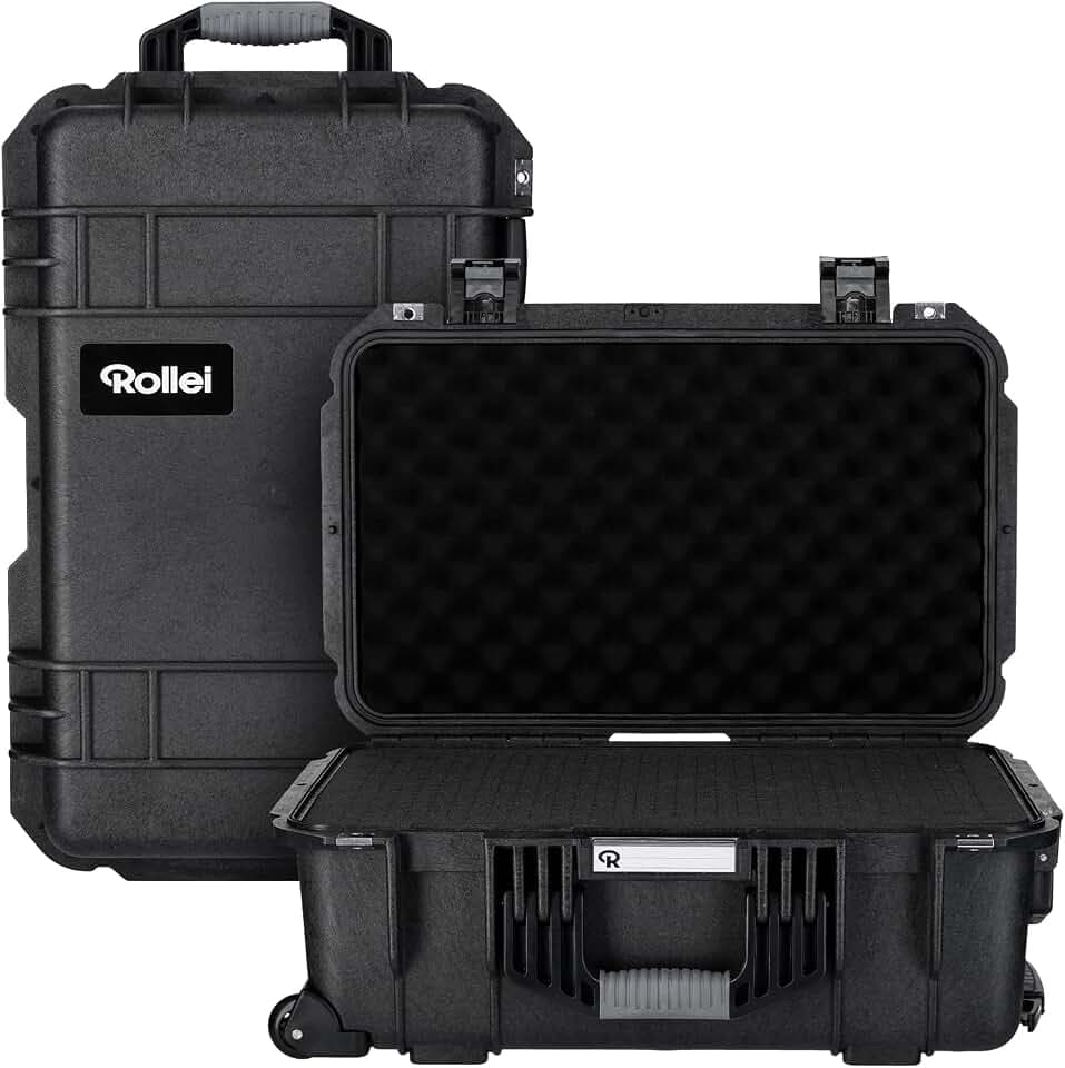Rollei Kamera Koffer Trolley, Extrem Robuster Bruchsicherer & Wasserdichter Groß Fotokoffer mit Rollen, Outdoor Camera Suitcase Automatischer Druckregulation & Diebstahlschutz, Kamera-Koffer-Trolley