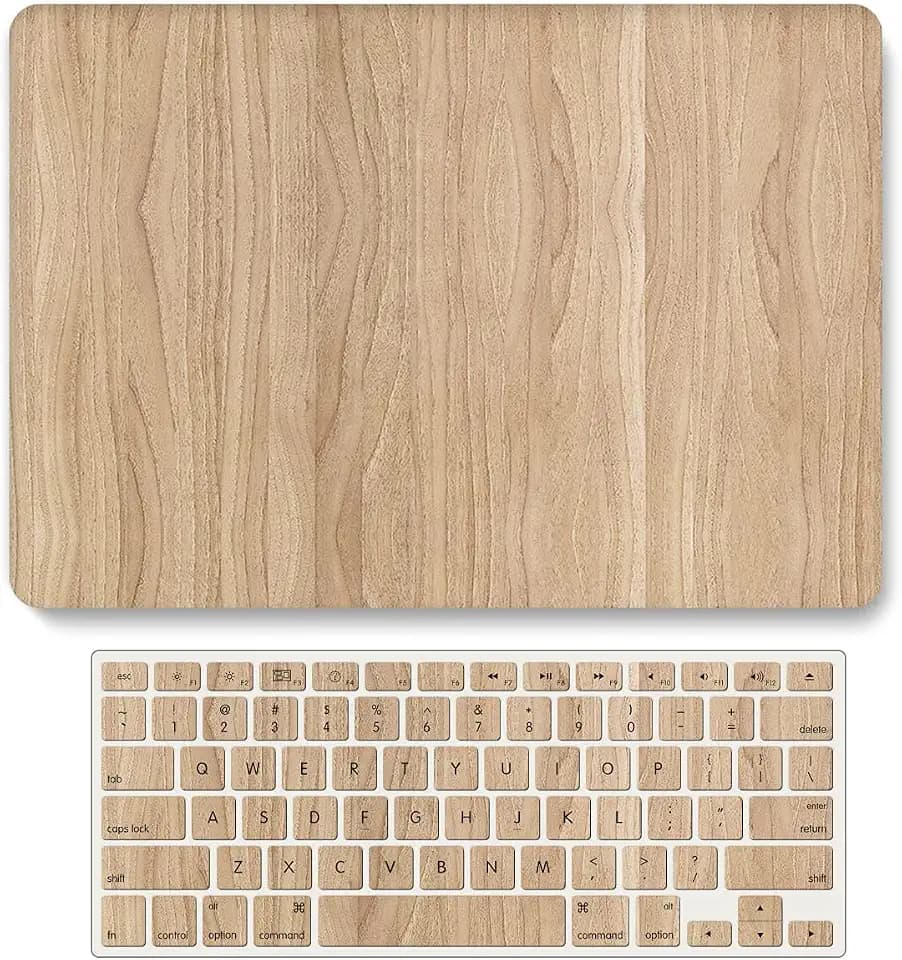 Bandless Case Compatible with MacBook Air 13 Retina 2020 2019 2018 Model A2337 M1 A2179 A1932, Plastic Protective Hard Shell + Keyboard Cover for inch Touch ID - Wood Grain