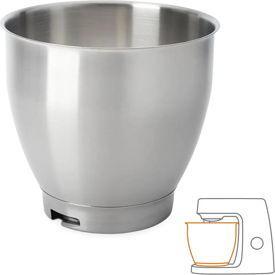 Kenwood KAT400SS Rührschüssel, 6,7 Liter Edelstahl-Schüssel CHEF XL SS BOWL, Küchenmaschinen Zubehör, Geeignet für alle Chef XL Küchenmaschinen der KVL4000 Serie, Silber