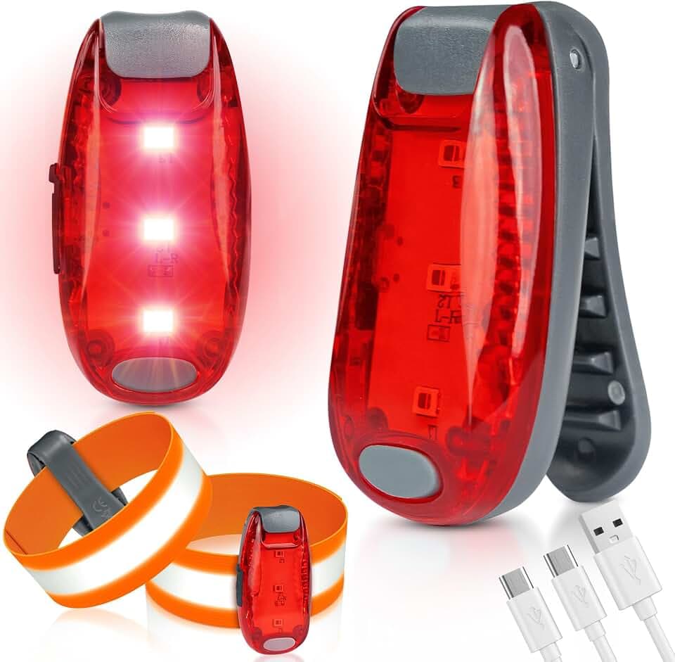 LED Blinklicht Schulranzen,2 Pack Schulranzen Licht Aufladbar,Schulranzen Licht mit Reflektierendem Handgelenkriemen für Wandern,Joggen,Camping,Haustiere