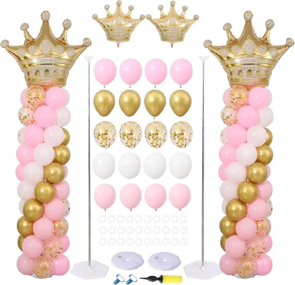 Princess Party Balloon Column Stand Kit 2 Sets for Birthday Party Supplies