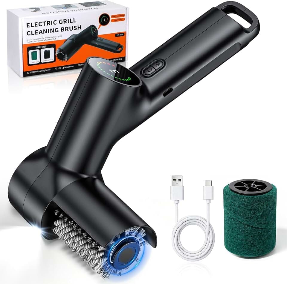 Electric Grill Brush for Outdoor, Portable BBQ Grill Cleaner