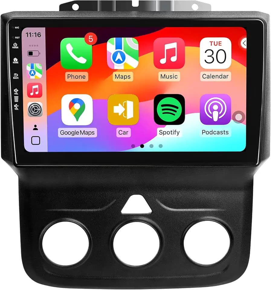 Car Radio Stereo for Dodge RAM 1500 2500 3500 2013-2018, Android 13/IPS Touch Screen/Wireless Carplay/Android Auto/Bluetooth/GPS Navigation/WiFi/5G/HD Back-up Camera/SWC/FM (2+64)