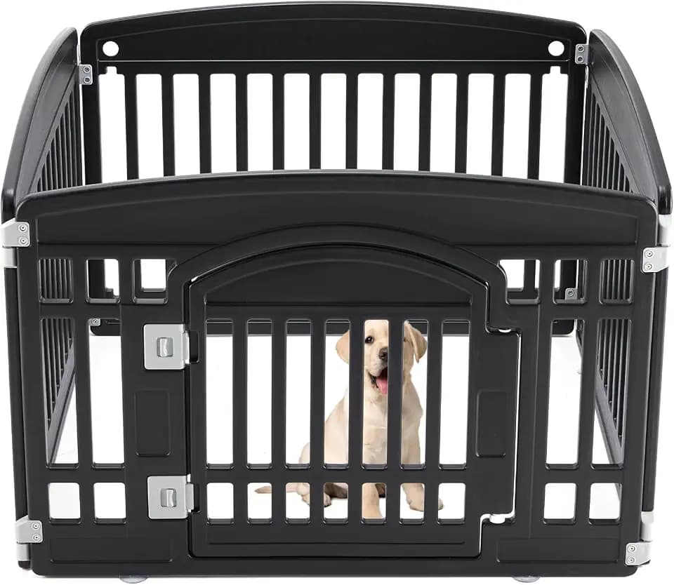 Sweetcrispy Dog Playpen, Plastic Puppy Pet Fence, 4 Panels 24 Inch