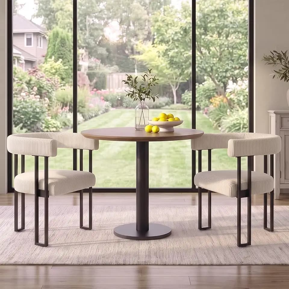 Comfy Boucle Modern Upholstered Dining Chairs Set of 2 (Cream, 2)