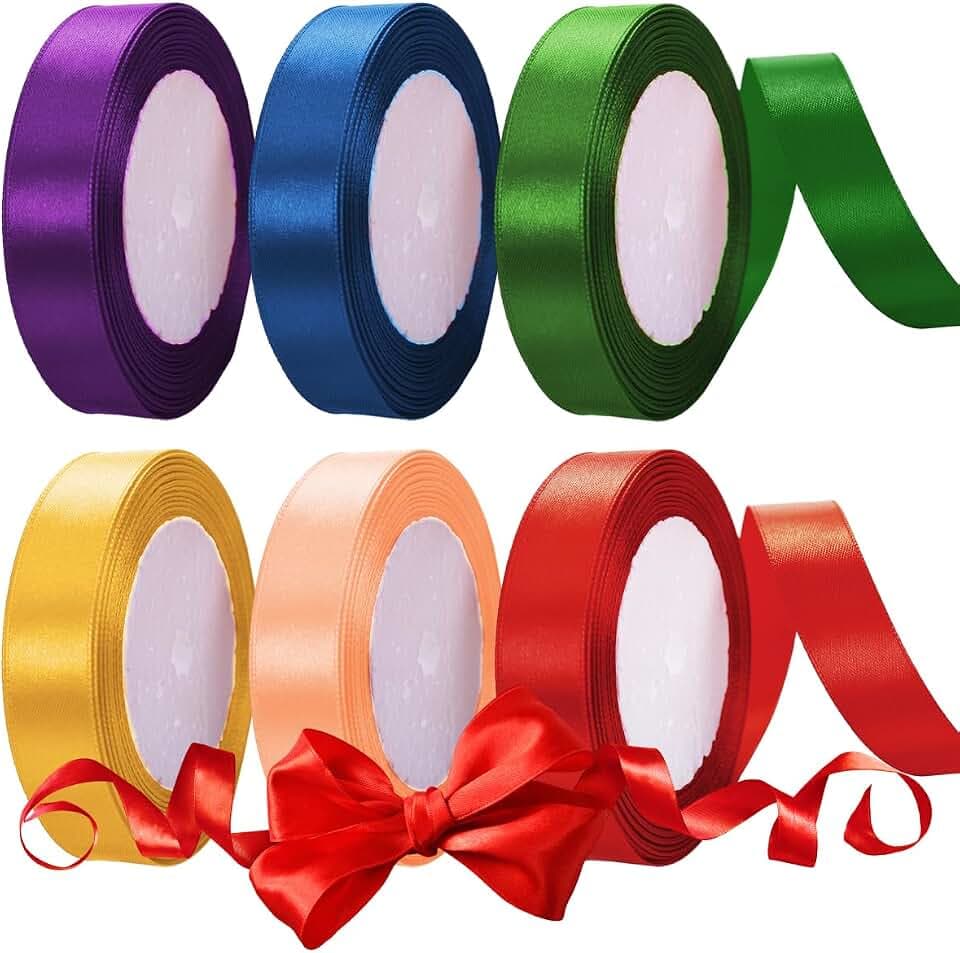 6 Farben Polyester Satinband 20mm X 22M Geschenkband Breit, Satinbänder
