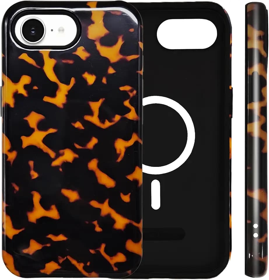 Magnetic Tortoise Shell Phone Case for iPhone 16e/17e, Amber
