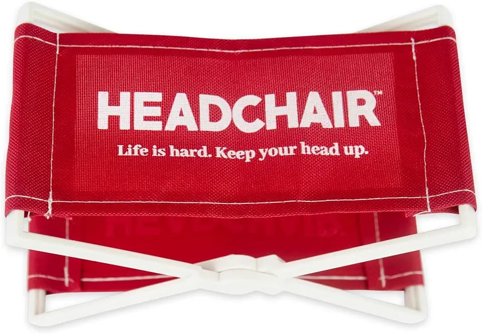 Vintage Beach Lounger Headrest | Compact Folding Beach Pillow (Retro Red)