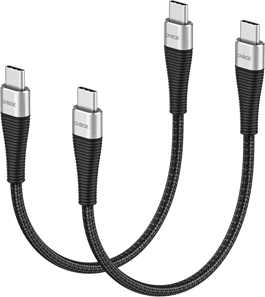 USB C Cable Short, 100W USB C to USB C Cable Fast Charging Cord 1FT, 2 Pack