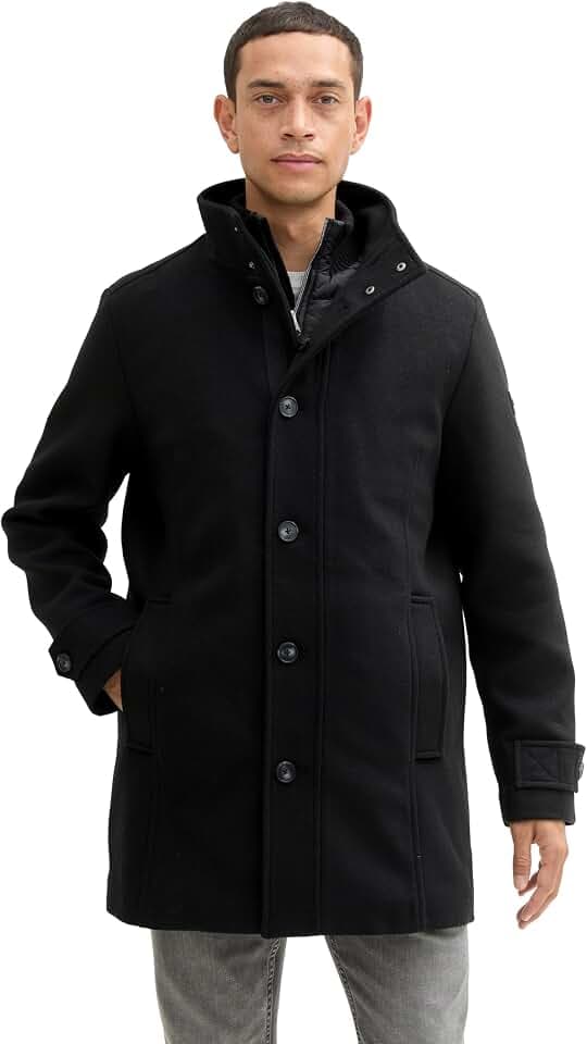 TOM TAILOR Herren 1043655 Wollmantel mit Knopfleiste