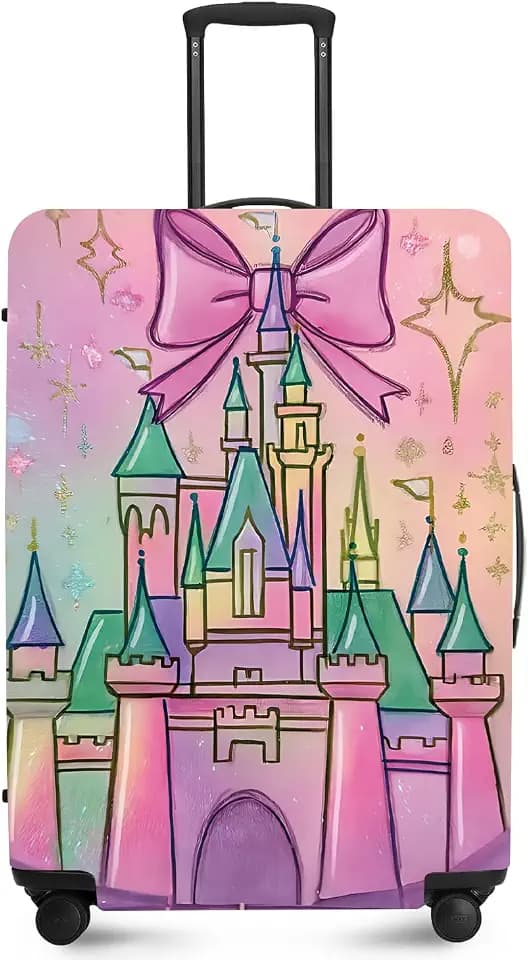 ANNA QUEEN Fantasy Castle Travel Luggage Cover -Stretchable Airplane Suitcase Protector Sleeve,Universal Washable Fit for 20-22 Inch Checked Baggage,Water Resistant Durable Luggage Protector,S