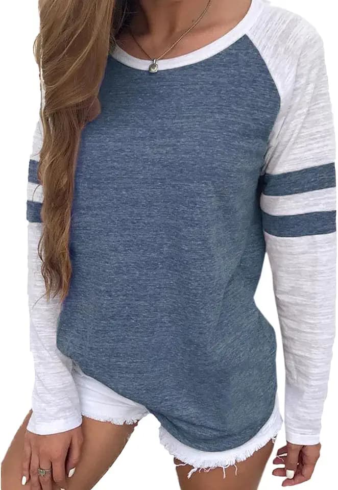 Famulily Damen Elegant Streifen Langarmshirt Tops