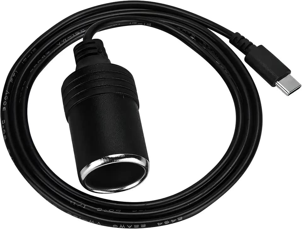 12V USB Type-C Male Plug to Car Cigarettes Adapter Female Socket PD Power Cable,Work with 45W~65W PD USB C Charger,for Dash Cam, GPS, Car Led Light Strips