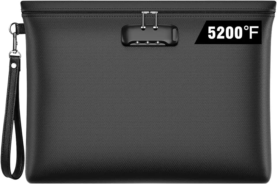5200℉ Fireproof Document Bag with Lock,Money Pouch,14.6"x10.5"