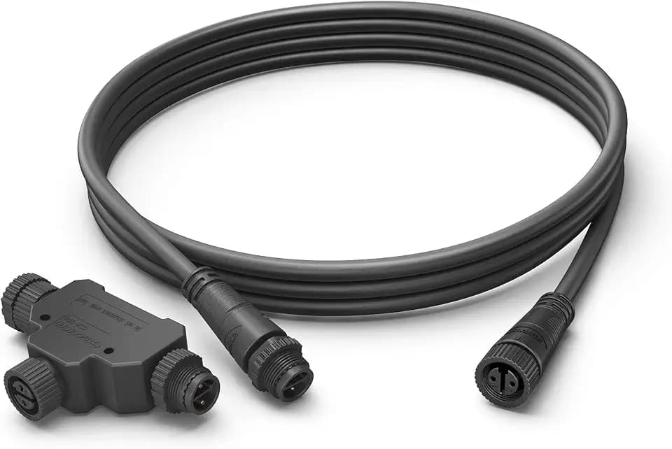 Philips Hue Outdoor 8-Foot Cable and T Connector - Connect Your Hue Outdoor Low Voltage Lights - 1 Pack - Requires Hue Bridge - Weatherproof