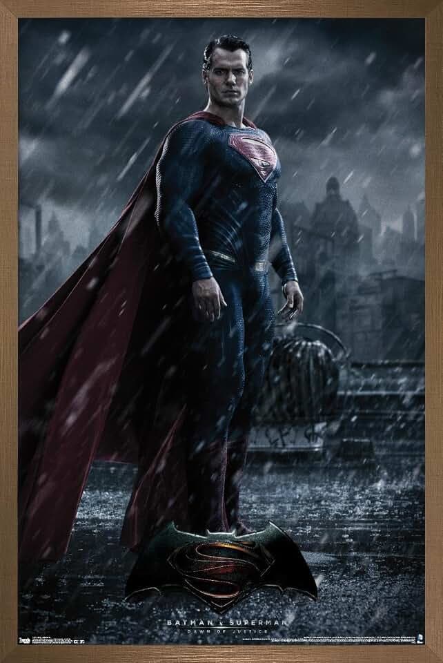 Trends International DC Comics Movie - Batman v Superman - Superman Wall Poster, 14.725" x 22.375", Bronze Framed Version