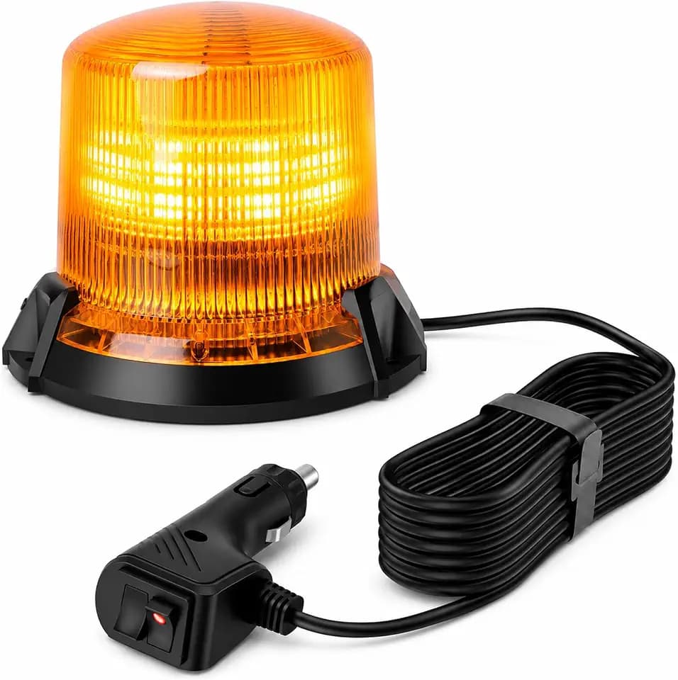 Rundumleuchte LED Auto Gelb, 7W Warnleuchte Gelb 12V 24V 48V, Blitzleuchte Magnet Signalleuchte Wetterfest IP67 für LKW, Traktor & PKW, 90 LEDs, 2 Modi mit 3m Kabel & Schalter