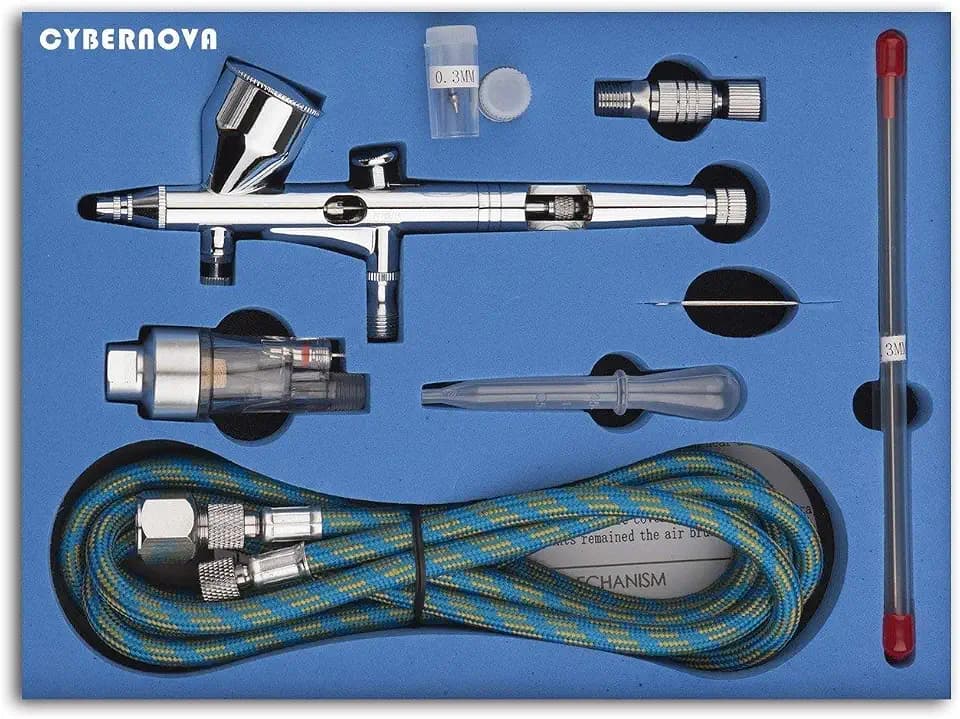 CYBERNOVA Dual Action Airbrush Kompressor Kit 0.2/0.3/0.5mm Nadel Air Brush Spray Gun für Make-up-Modell Nail Body Lack Kunst