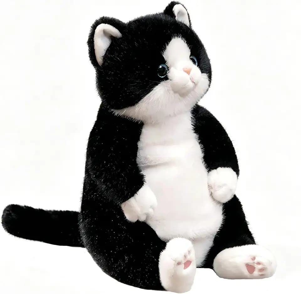 Realistic Black Cat Plush 8.5 inch Small Size Cute Kitten Kitty Stuffed Animal Ultra Soft Plushies Toys Kawaii Gifts for Kids Adults