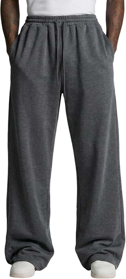 Yimoon Mens Baggy Sweatpants Wide Leg Cotton Sweat Pants