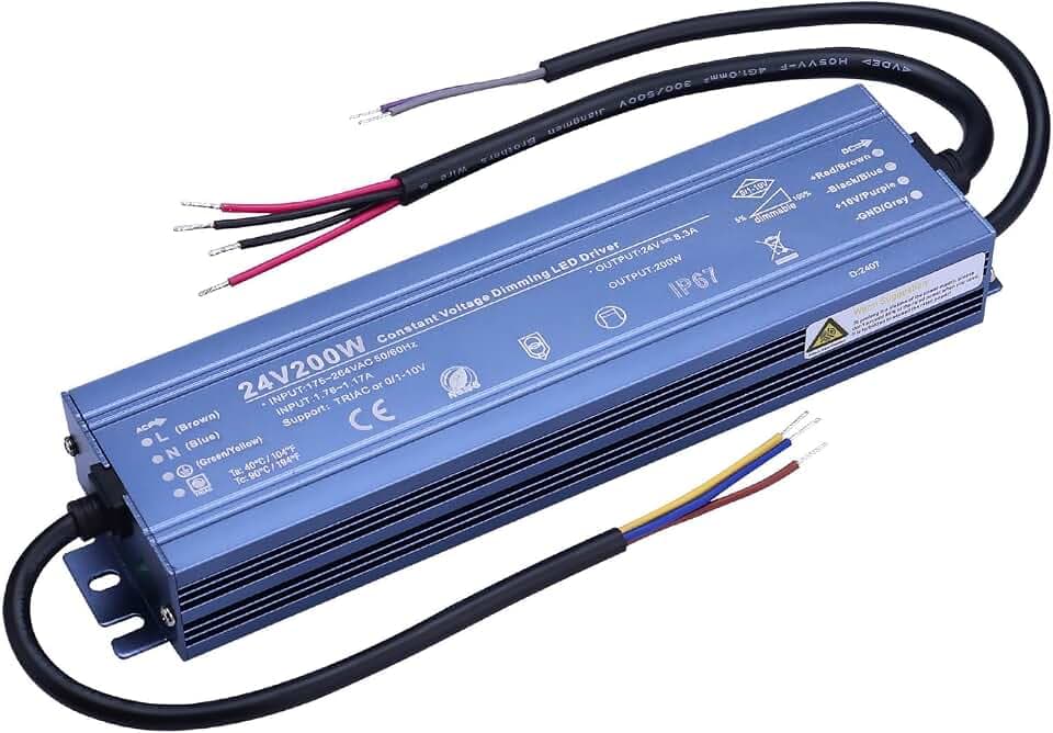 BENLUN Konstantspannung LED Trafo 24V Dimmbar, LED Netzteil 8,5A 200W, Treiber AC 230V auf DC 24V, Doppelseitiges Triac Dimmen, LED Driver Outdoor Wasserdichter IP67 für Streifen