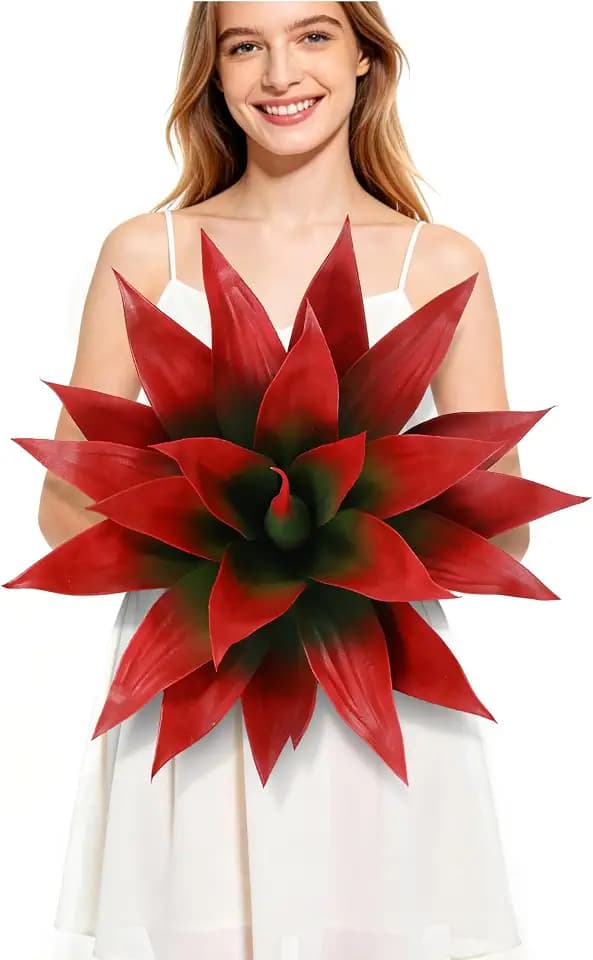 Wertuirk 22 Inch Artificial Agave Plant Outdoor UV Resistant, Red